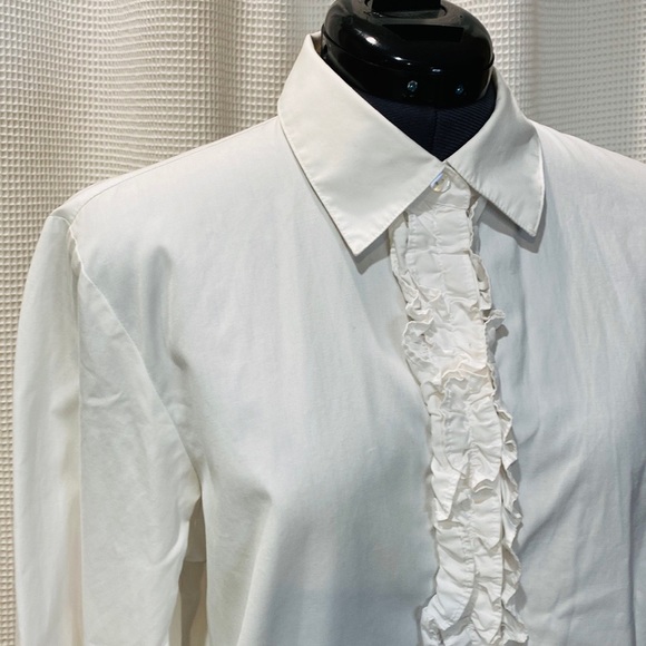 🐑 Pendleton White Ruffle Tuxedo Button Down Shirt 12 - Picture 9 of 11